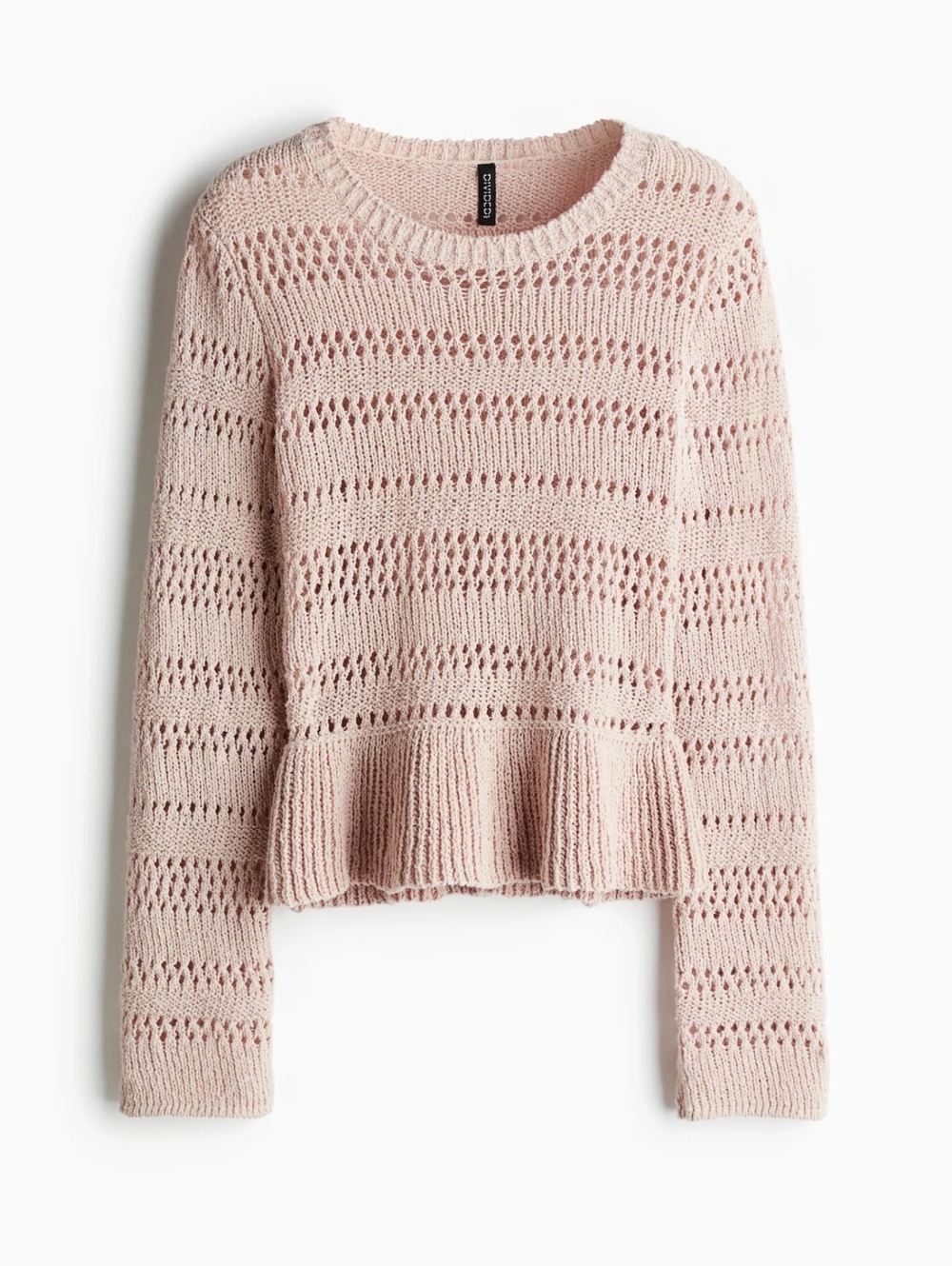 NWT H&M Divided Pointelle Knit Peplum Top, Size S